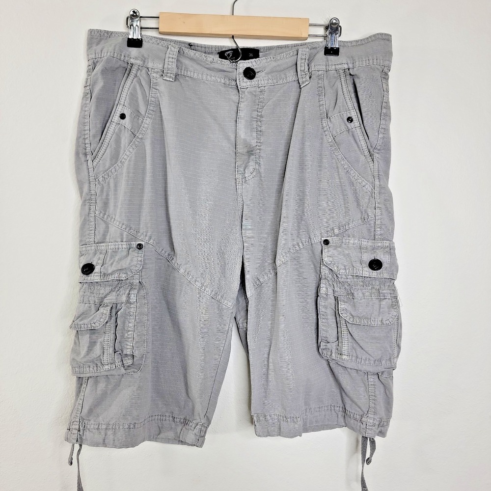 Fried Denim Cargo Shorts Mens 36 Gray Y2K Utility‎ Tactical Skate Streetwear